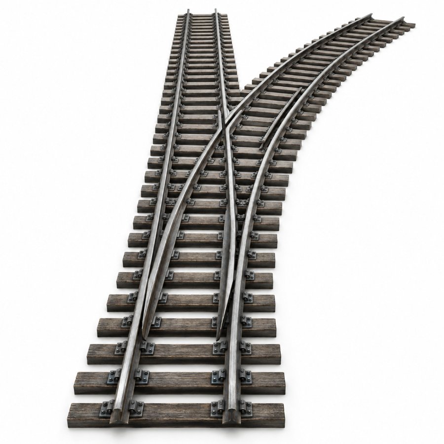 Стрелочный перевод Р65 марки 1/9, проект 2434, на деревянных брусьях